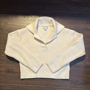 Cream V-Neck Chunky Knit Sweater